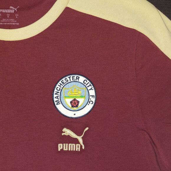 MAN CITY Heritage T7 Tee PUMA Maroon New Without Tags Size L - Picture 2 of 11